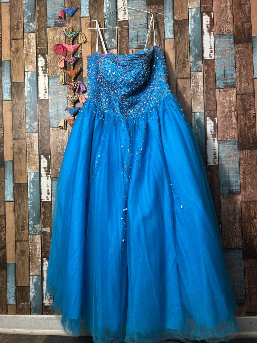 Fiesta Royal Blue Star Beaded Tulle Party Dress